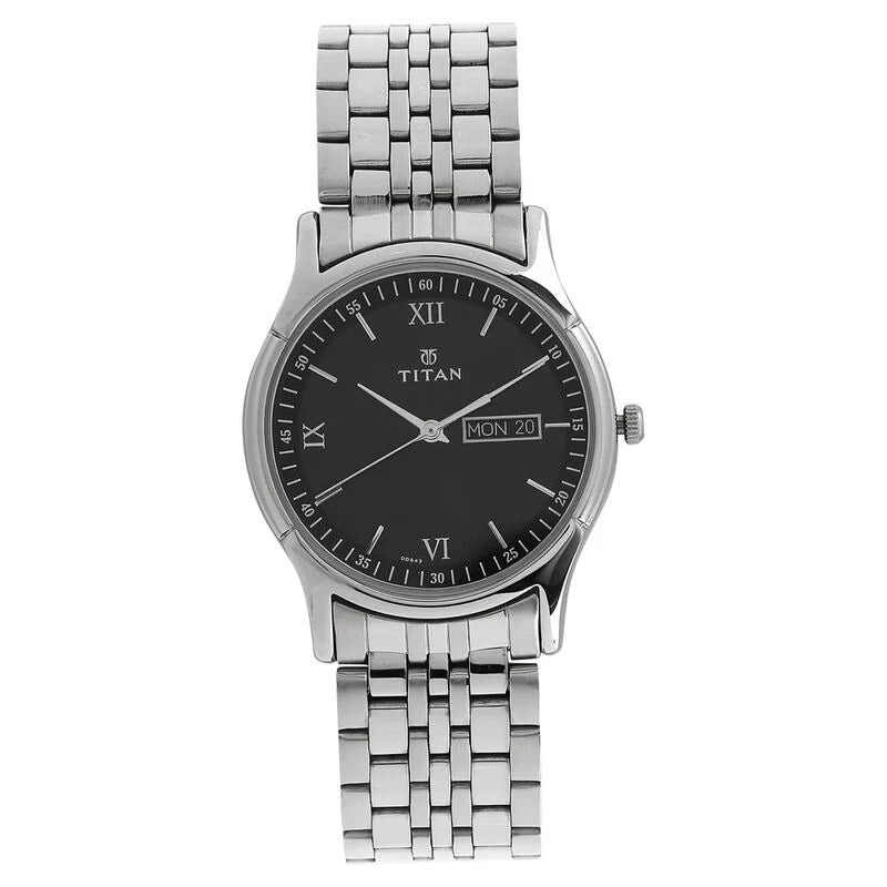Titan Black Dial Analog Day and Date NS1636SM01 - Men - ozard