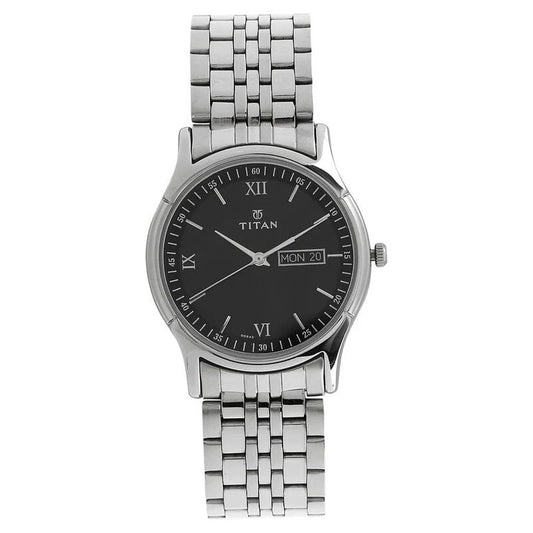Titan Black Dial Analog Day and Date NS1636SM01 - Men - ozard