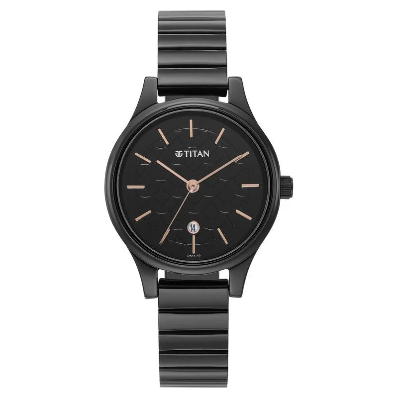 Titan Black Dial Metal Strap NS2679NM01 - Women - ozard